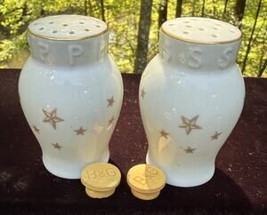 Rare Vintage Bing & Grondahl Milky Way Gold Star Pattern Salt & Pepper Shakers